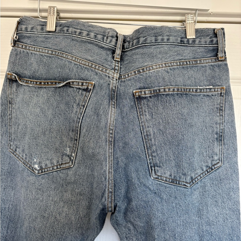 Agolde Light Blue Distressed Straight Leg Jeans - Picture 5 of 6